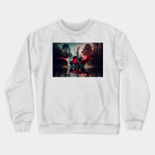 Commercial Guitar Art With Water Splashing In The Forest Crewneck Sweatshirt